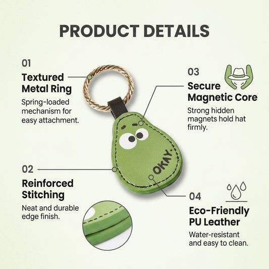Magnetic Travel Hat Clip for Bag - PU Leather Hands-Free Hat Holder