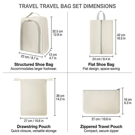 Compression Packing Cubes Set for Travel Luggage - Water-Repellent Organizers with Shoe Bags & Pouches