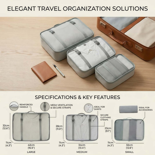 Water-Resistant Travel Packing Cubes Set - Luggage Organizers with Hanging Toiletry Bag & Shoe Pouches