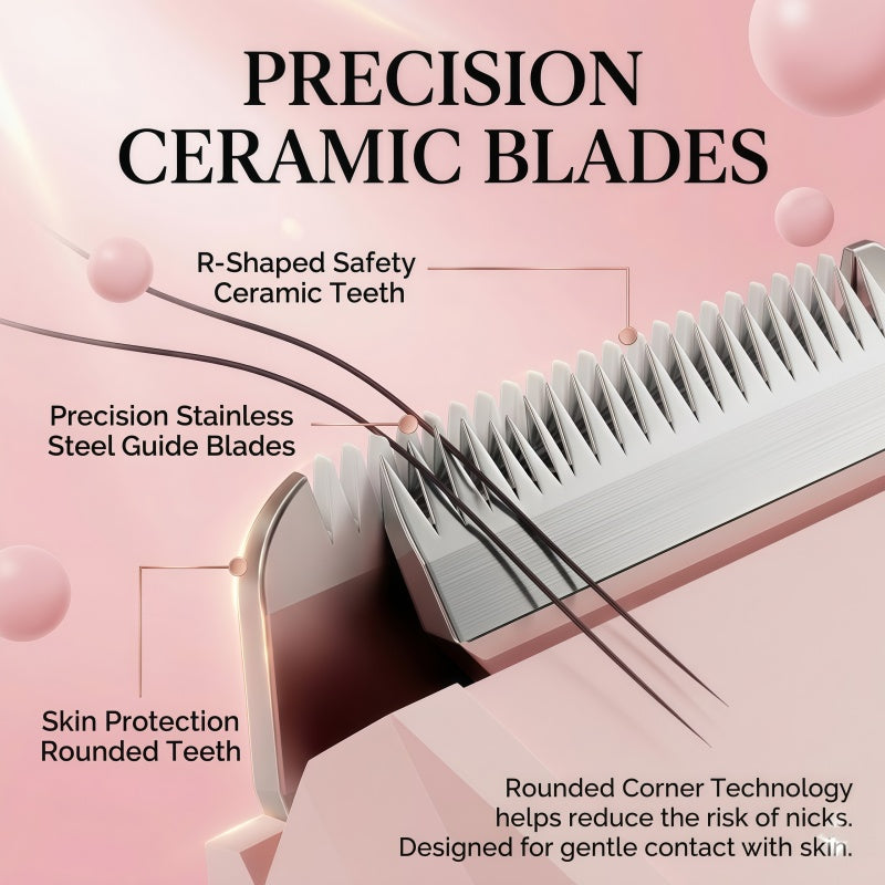 2-in-1 Women's Electric Hair Remover Kit - Waterproof Trimmer & Rotary Shaver with LED Battery Display and Ceramic Blades, Pink