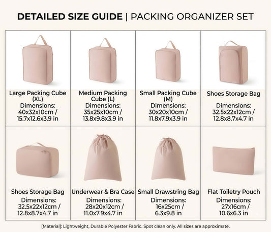 8-Piece Compression Packing Cubes Set for Travel, Expandable Luggage Organizers with Shoe Bag & Toiletry Pouch