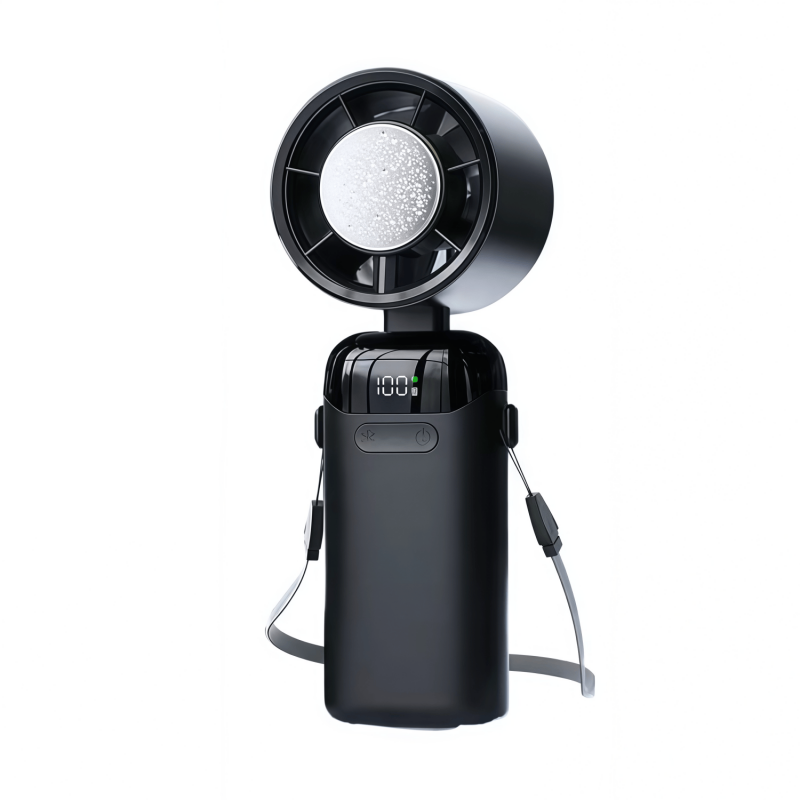 Portable Handheld Turbo Fan with Semiconductor Cooling Plate, 199 Stepless Speeds, 3000mAh Rechargeable Foldable Personal Desk Fan with LED Display