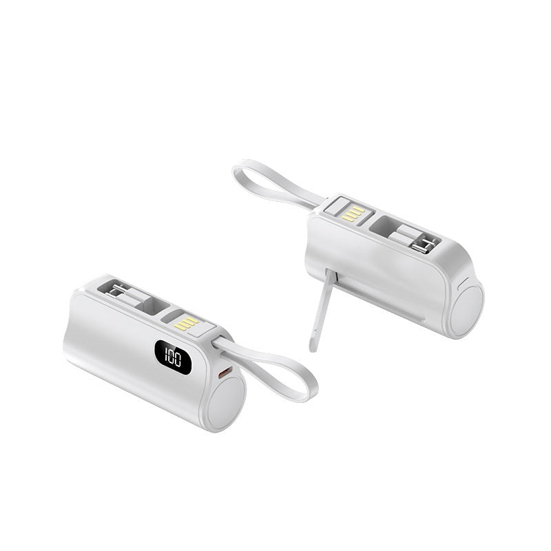 5000mAh Mini Portable Power Bank with Built-in Cables & Phone Stand