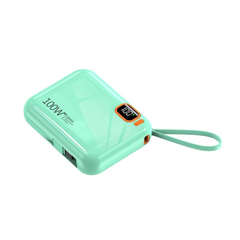 10000mAh Mini Power Bank with Built-in Cables, 66W Fast Charging Portable Battery Pack