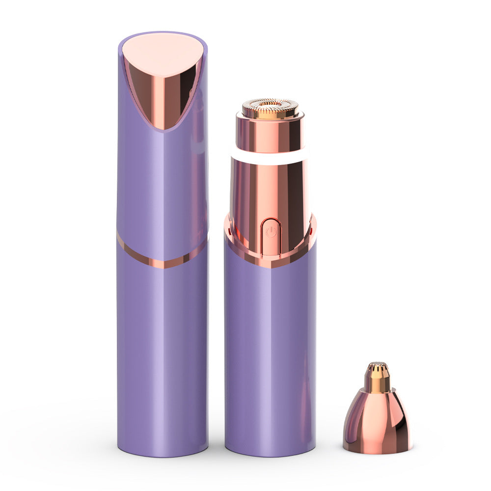 Rechargeable 2-in-1 Facial Hair Remover and Eyebrow Trimmer for Women, 18K Gold Plated, Type-C, Rose Gold