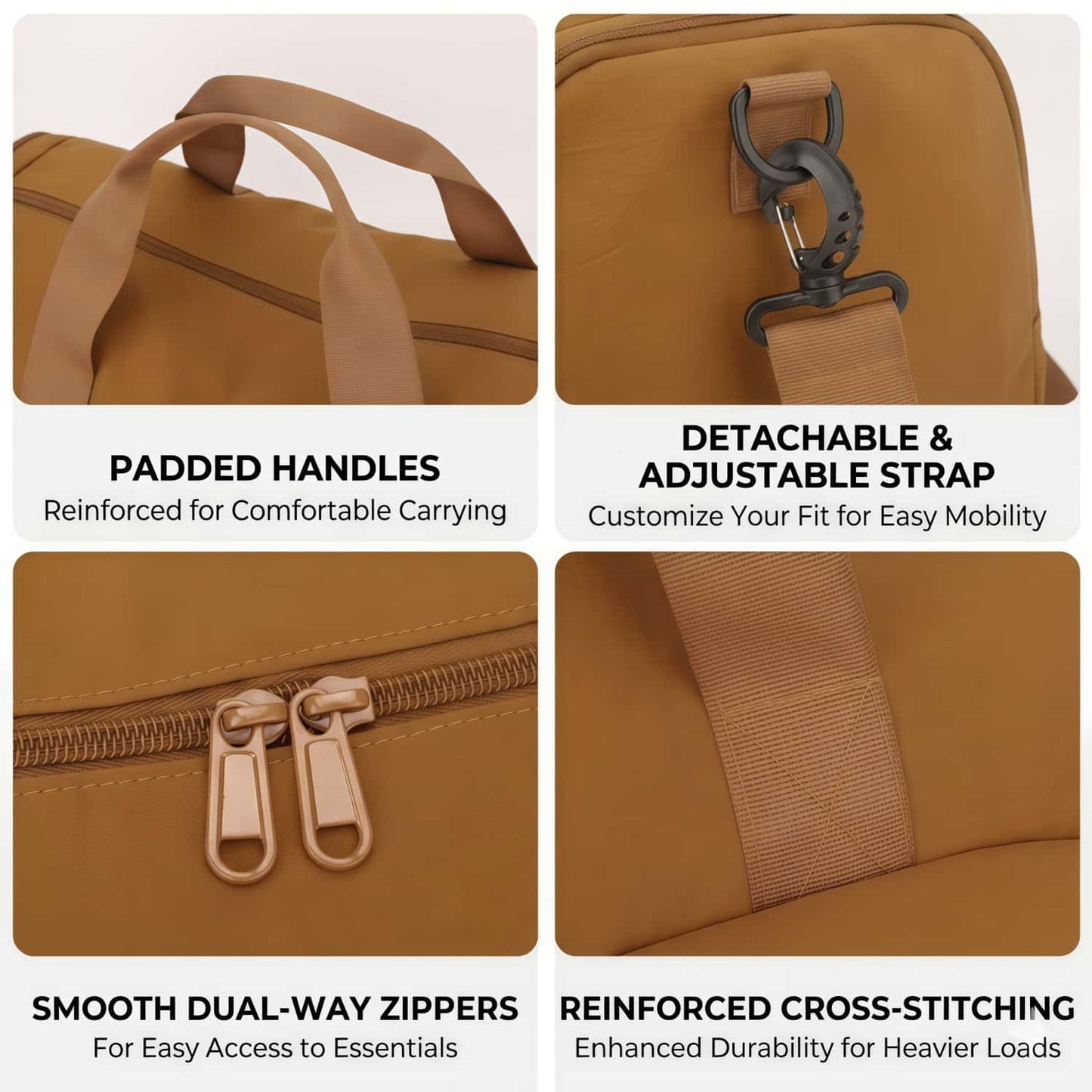 Foldable Travel Duffel Bag with Shoe Compartment & Wet Pocket, Water-Resistant Nylon Weekender Gym Bag