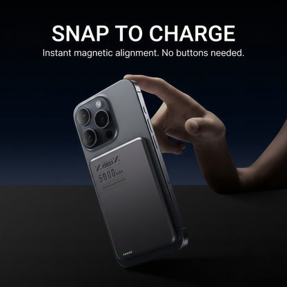 Ultra-Slim 5000mAh Magnetic Wireless Power Bank - 15W Wireless & 20W USB-C PD Fast Charging