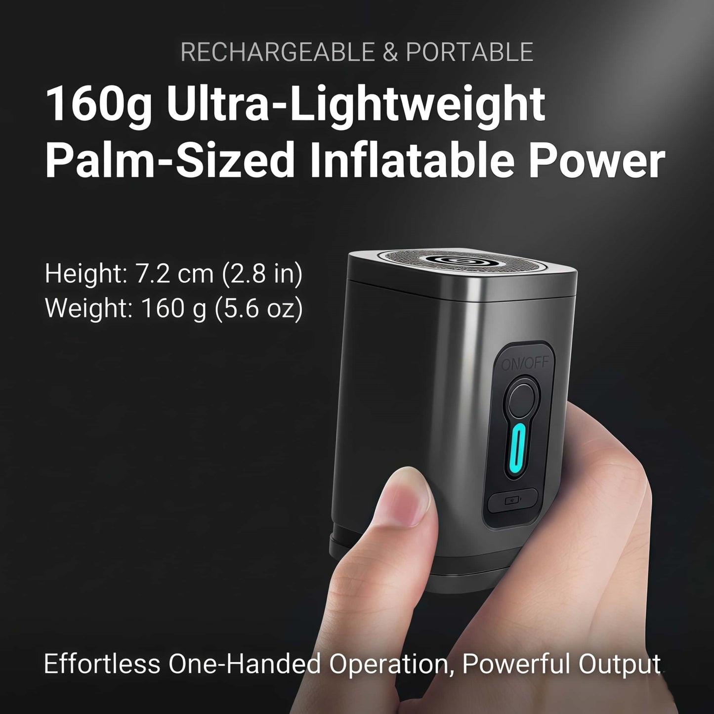 Portable Mini Air Pump - Rechargeable Electric Inflator & Deflator for Air Mattresses and Pool Floats - Black