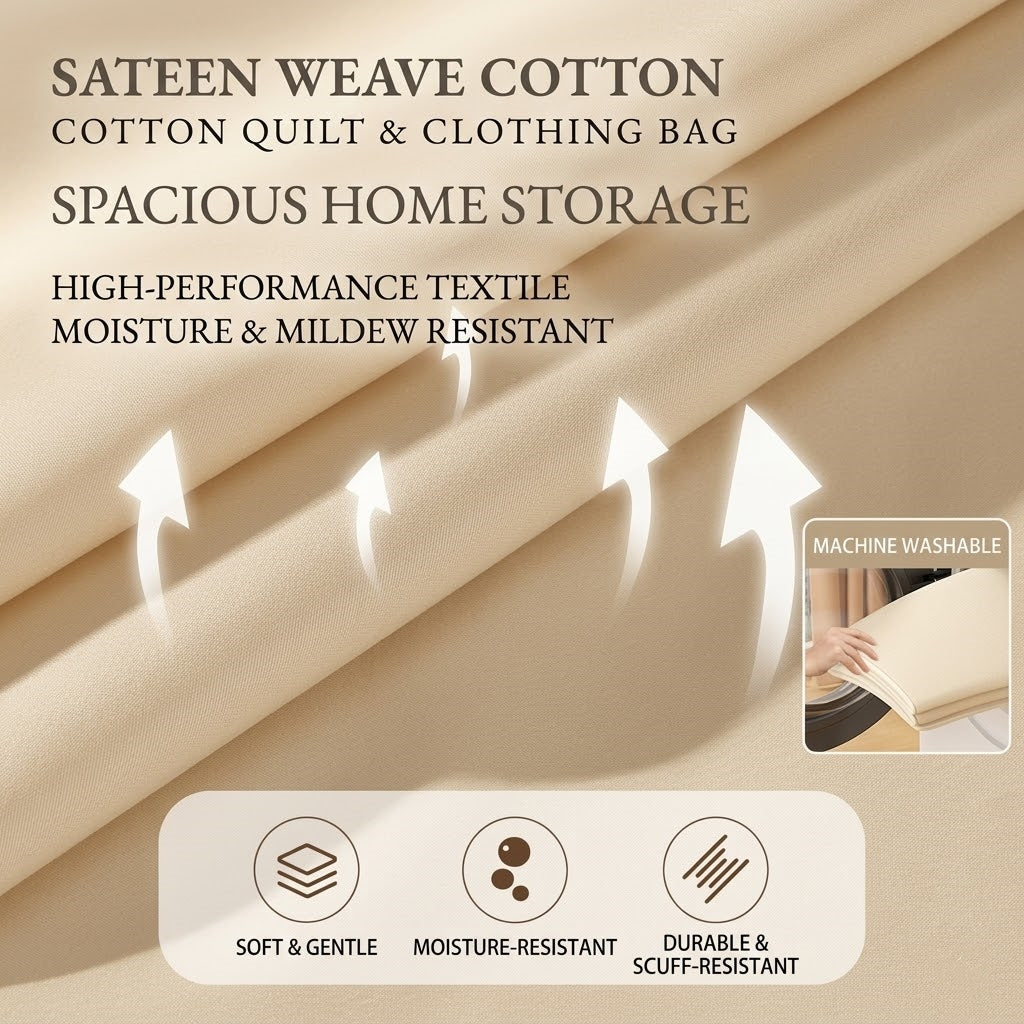 Multi-Layer Compressible Fabric Storage Bag with Air Valve and Window for Blankets Quilts, Multiple Sizes