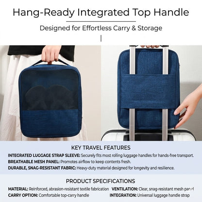 3-Layer Travel Shoe Bag Organizer with Luggage Strap, Water-Resistant Shoe Pouch for Men & Women