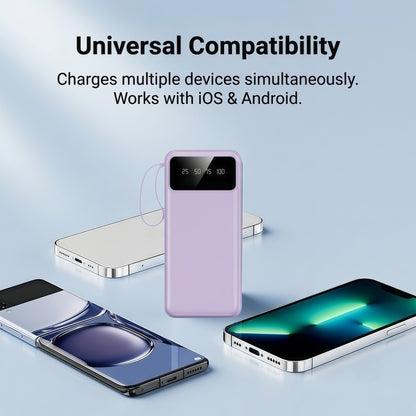 Portable Power Bank 10000mAh with Built-in Cables – 27W PD Fast Charging Travel Battery Pack with Digital LED Display