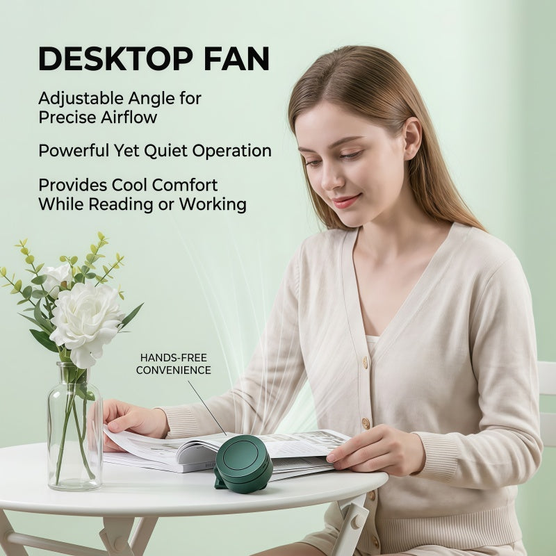 Portable Clip-On Personal Fan - Hands-Free Wearable Waist & Neck Cooling Fan, 3-Speed 360° Rotatable Rechargeable Airflow