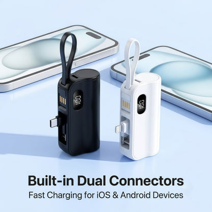 5000mAh Mini Portable Power Bank with Built-in Cables & Phone Stand