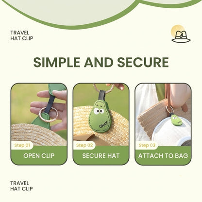 Magnetic Travel Hat Clip for Bag - PU Leather Hands-Free Hat Holder