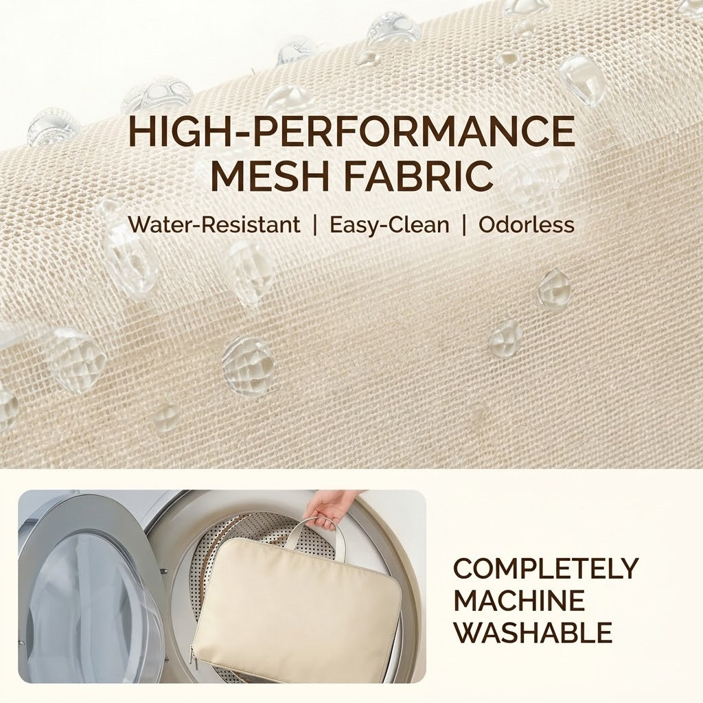 7-Piece Compression Packing Cubes Set for Travel, Water-Resistant Luggage Organizers - Beige