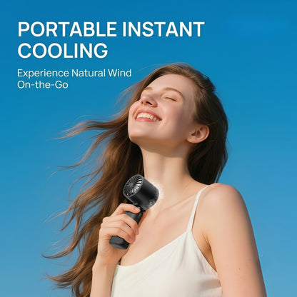 Portable Handheld Turbo Fan with Semiconductor Cooling Plate, 199 Stepless Speeds, 3000mAh Rechargeable Foldable Personal Desk Fan with LED Display