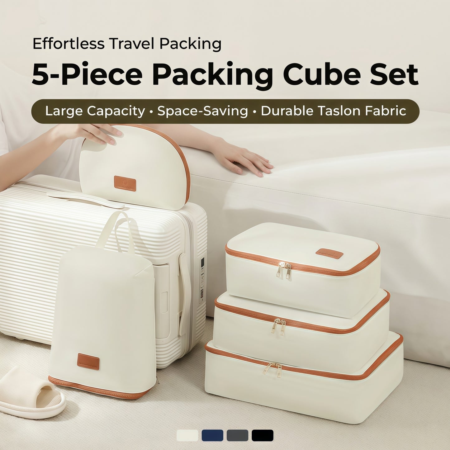 5-Piece Travel Packing Cube Set - Water-Resistant Luggage Organizer Bags with Shoe Bag