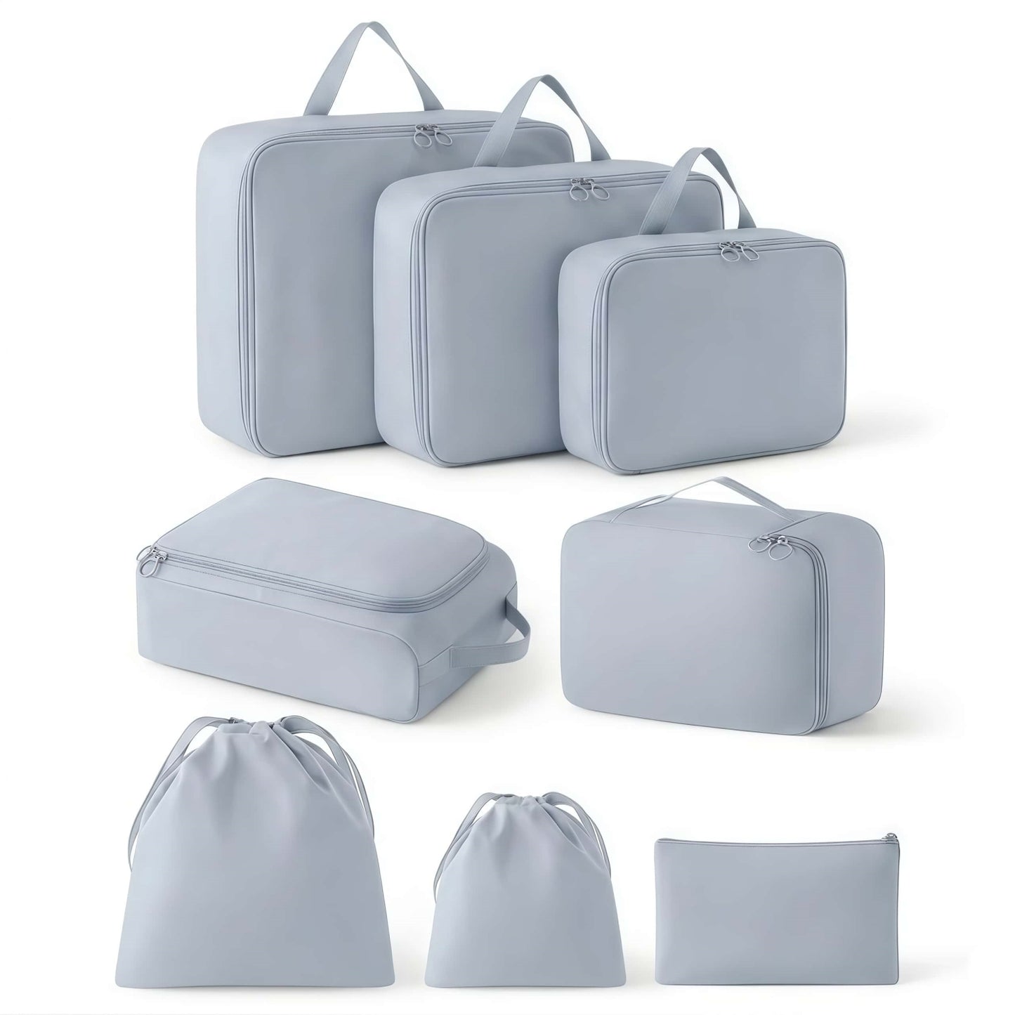 8-Piece Compression Packing Cubes Set for Travel, Expandable Luggage Organizers with Shoe Bag & Toiletry Pouch