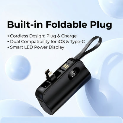5000mAh Mini Portable Power Bank with Built-in Cables & Phone Stand