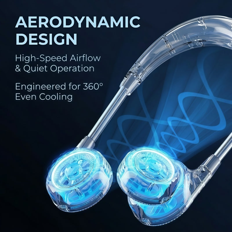 Portable Bladeless Neck Fan – Hands-Free Rechargeable Wearable Personal Fan with 360° Surround Cooling & 3 Speed Settings