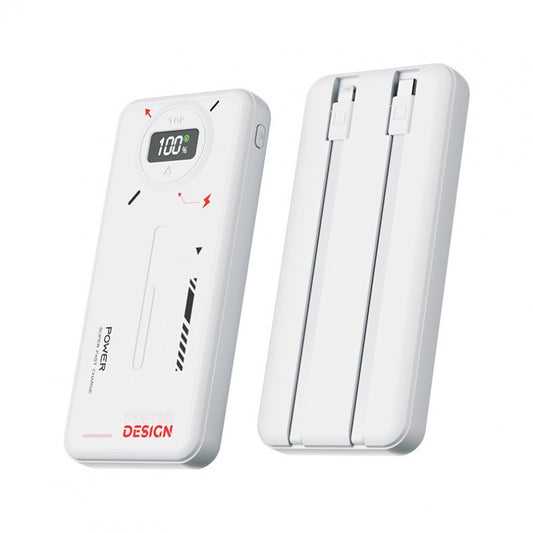 20000mAh Portable Power Bank with Built-in USB-C & Lightning Cables, 22.5W Fast Charging External Battery Pack with LED Digital Display