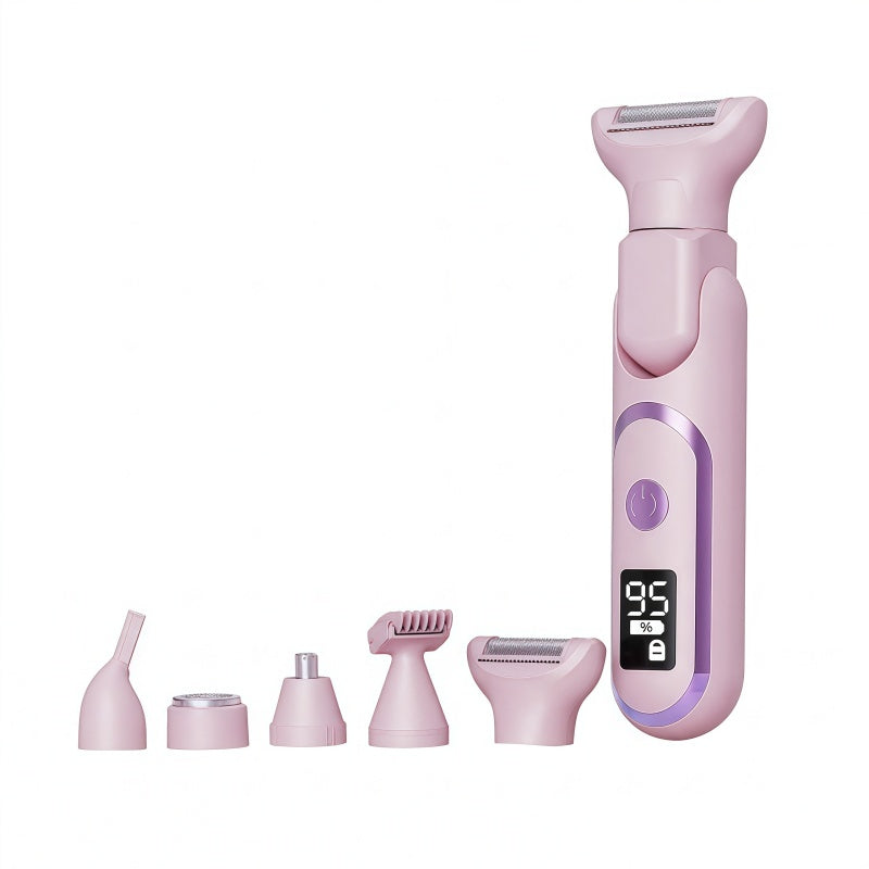 Women's 5-in-1 Electric Shaver & Grooming Kit - Cordless, IPX7 Waterproof, LED Display - Purple