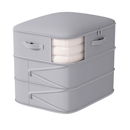 Multi-Layer Compressible Fabric Storage Bag with Air Valve and Window for Blankets Quilts, Multiple Sizes