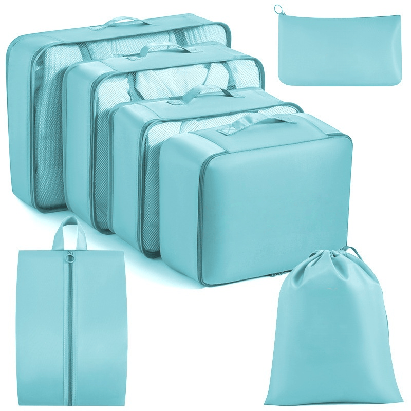Water-Resistant Travel Packing Cubes Set - Luggage Organizers with Hanging Toiletry Bag & Shoe Pouches