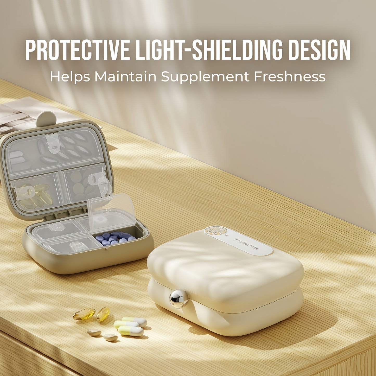 Portable 7-Day Pill & Vitamin Organizer Case | Moisture-Proof Travel Box with Tracking Dial and 7 Compartments