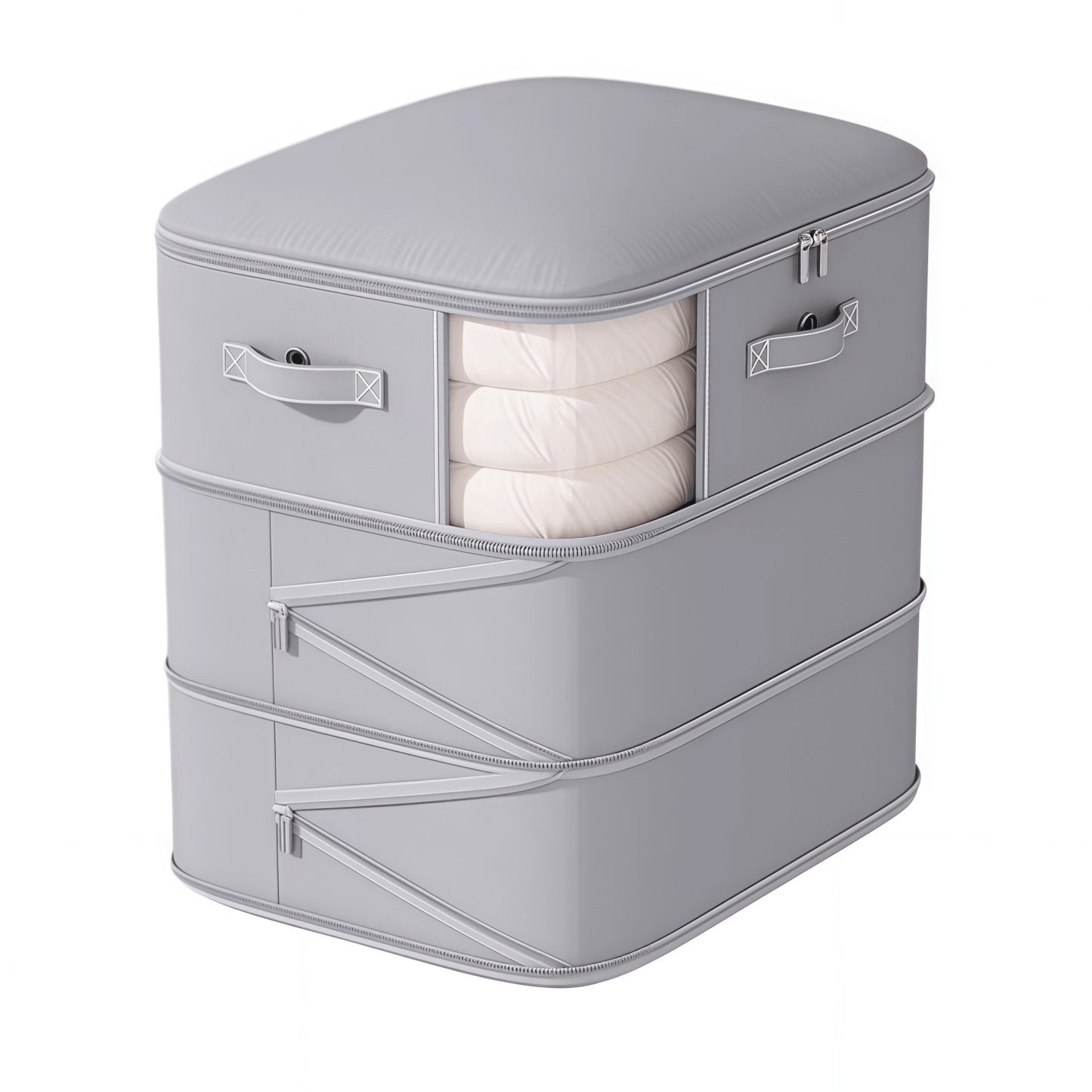 Multi-Layer Compressible Fabric Storage Bag with Air Valve and Window for Blankets Quilts, Multiple Sizes