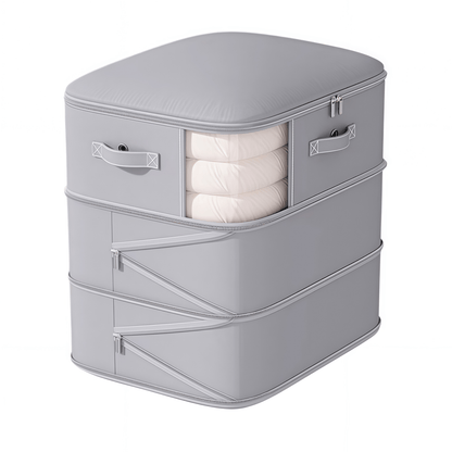 Multi-Layer Compressible Fabric Storage Bag with Air Valve and Window for Blankets Quilts, Multiple Sizes