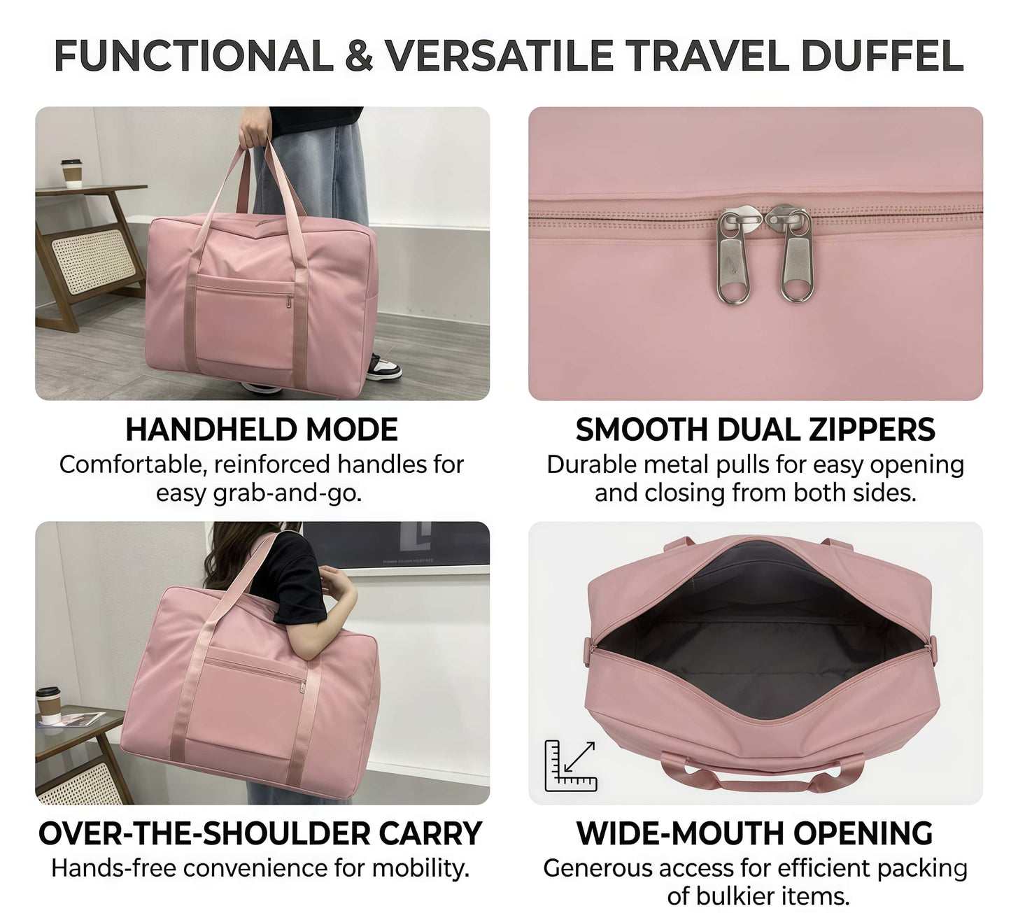 Unisex Oxford Fabric Travel Duffle Bag with Trolley Sleeve, 20L Large Capacity Carry-On Luggage Bag for Weekender
