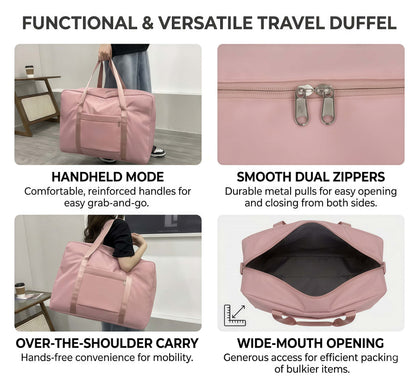 Unisex Oxford Fabric Travel Duffle Bag with Trolley Sleeve, 20L Large Capacity Carry-On Luggage Bag for Weekender