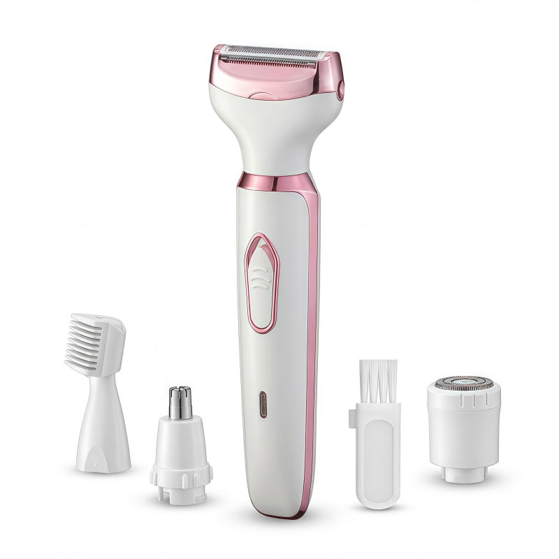 Women's 4-in-1 Electric Shaver and Grooming Kit, USB Rechargeable, White/Rose Gold