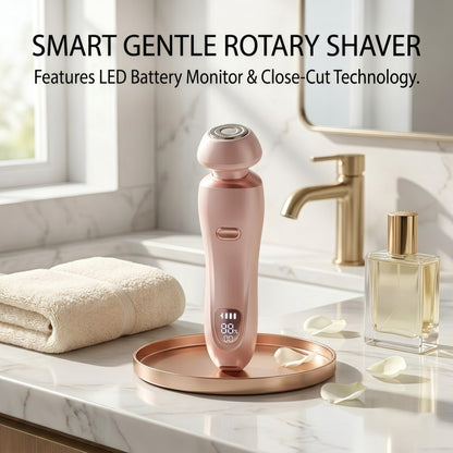 2-in-1 Women's Electric Shaver - Wet & Dry Rechargeable Hair Trimmer with LED Display & Interchangeable Heads, IPX6 Waterproof (Rose Gold)