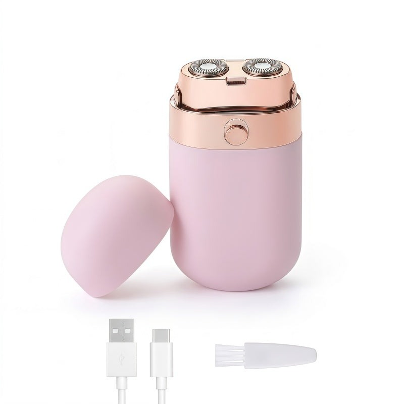 Portable Electric Shaver for Women - Dual-Ring Floating Head Hair Remover - USB-C Rechargeable, Matte Pink