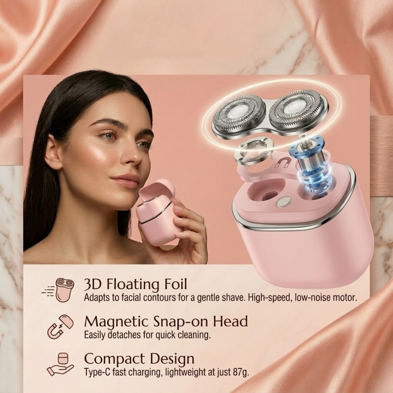 Women's Mini Portable Electric Shaver - IPX6 Waterproof, Wet & Dry Use, Type-C Rechargeable