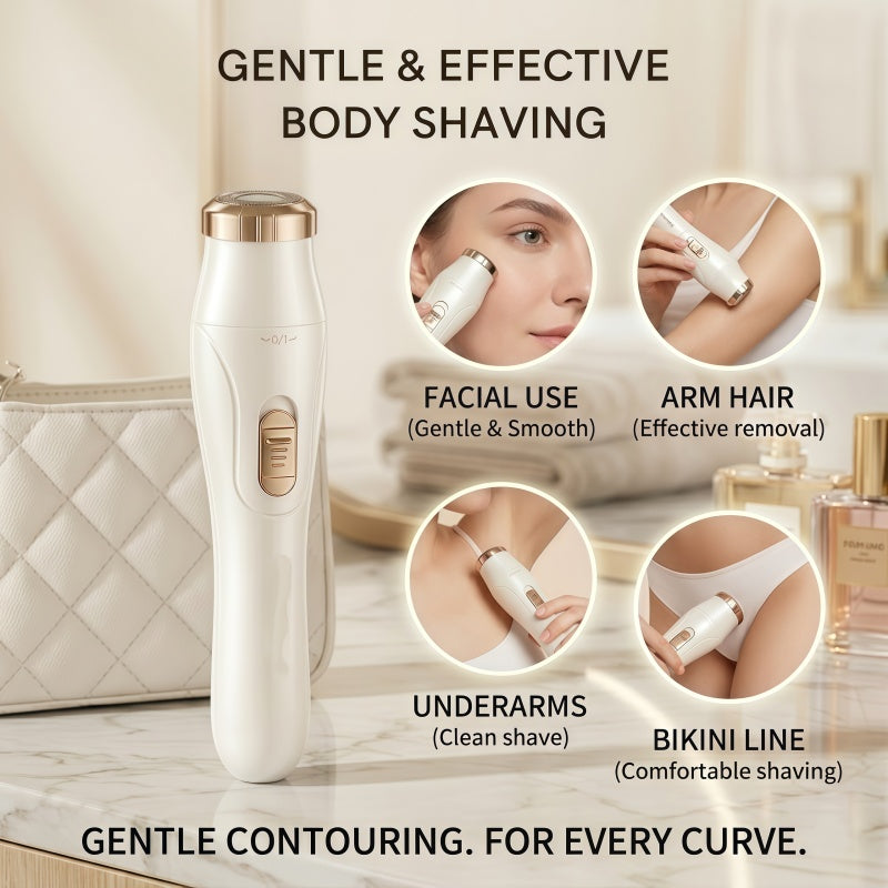 3-in-1 Rechargeable Electric Lady Shaver - Portable Multi-Functional Trimmer for Face, Bikini Line & Body