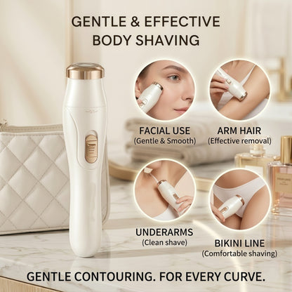 3-in-1 Rechargeable Electric Lady Shaver - Portable Multi-Functional Trimmer for Face, Bikini Line & Body