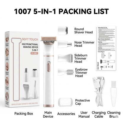 Women's 5-in-1 Electric Shaver and Hair Trimmer Grooming Kit, Type-C Rechargeable