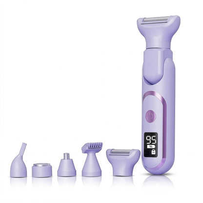 Women's 5-in-1 Electric Shaver & Grooming Kit - Cordless, IPX7 Waterproof, LED Display - Purple