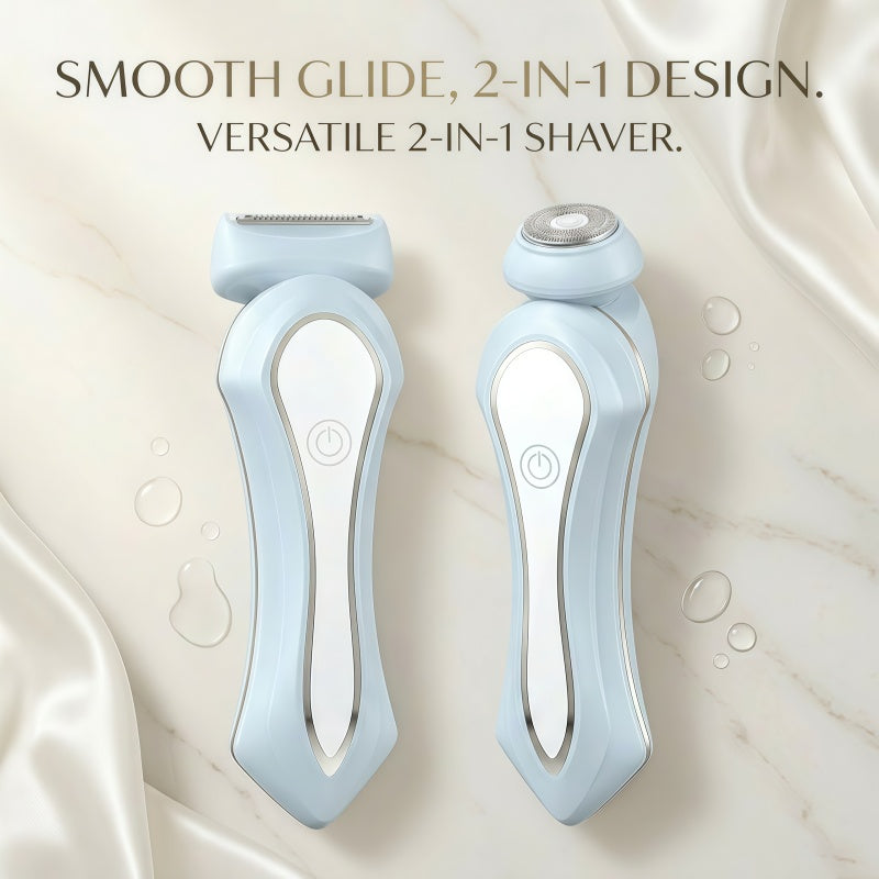 Women's 2-in-1 Electric Shaver & Facial Hair Trimmer - Wet/Dry, IPX7 Waterproof, USB-C Rechargeable
