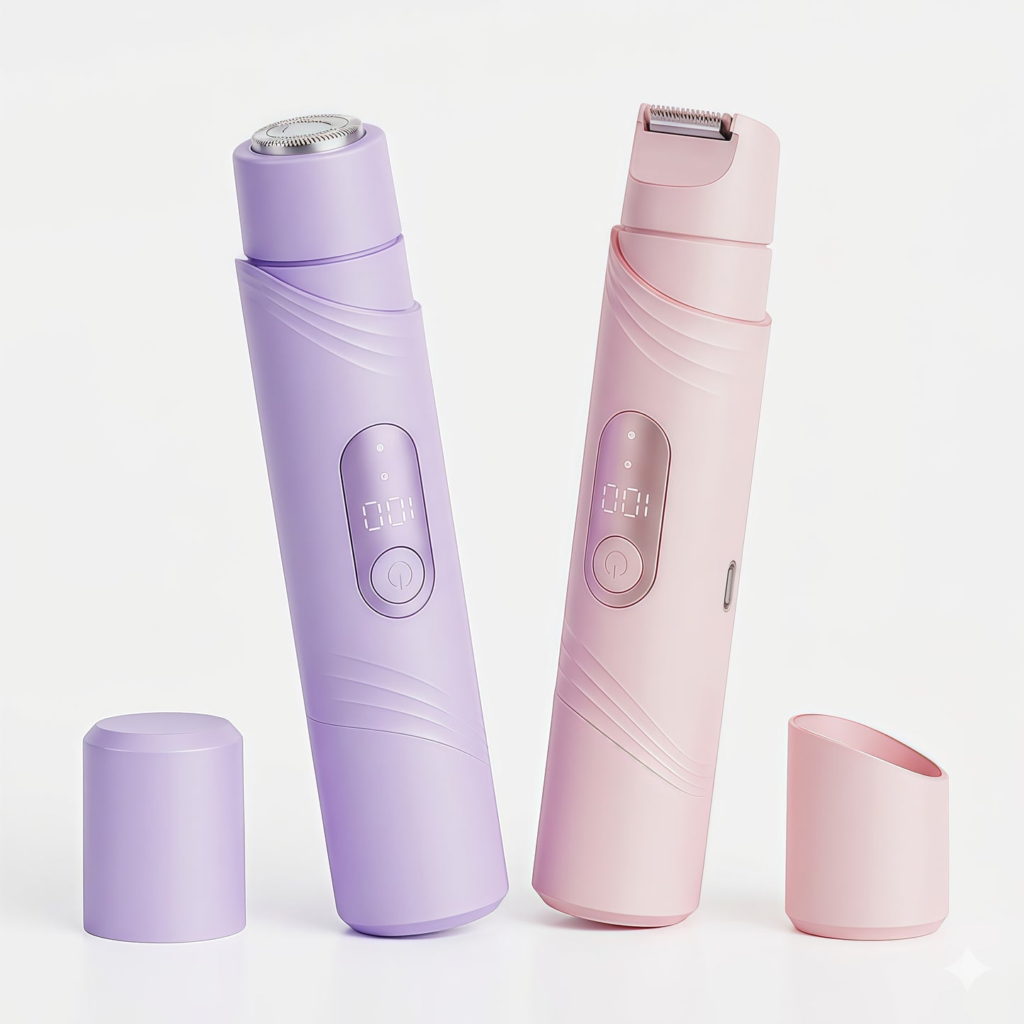 2-in-1 Women's Electric Shaver & Trimmer Kit - Rechargeable Grooming System with LED Display, IPX4 Waterproof Heads, and Type-C Fast Charging