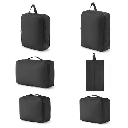 6-Piece Compression Packing Cubes Set - Water-Resistant Travel Luggage Organizers with Shoe Bag