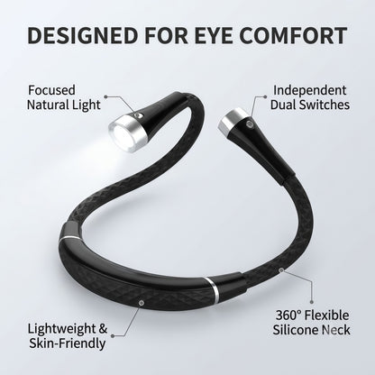 Rechargeable LED Neck Reading Light – Hands-Free Flexible Book Light with 3 Color Modes & Power Bank