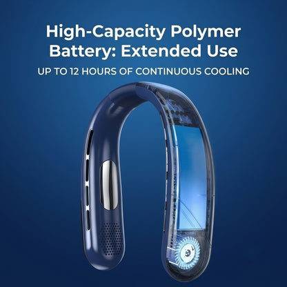 Portable Bladeless Neck Fan – 360° Cooling, 5-Speed Personal Wearable Fan with Smart LED Display & TEC Cooling Plate