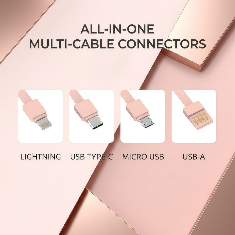10,000mAh Ultra-Compact Portable Power Bank with 4-in-1 Built-in Cables & Dual LED Flashlight
