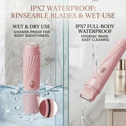 Women's 2-in-1 Electric Shaver and Trimmer - Dual Head, Wet/Dry IPX7 Waterproof, Pink