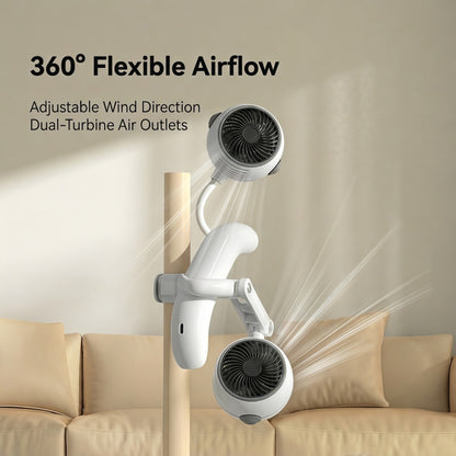Portable Neck Fan, 360° Flexible Hands-Free Wearable Personal Fan with 3 Speeds & Dual Turbines