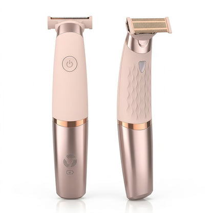 Rechargeable Electric Razor for Women - Hypoallergenic Full Body Hair Trimmer with LED Light & USB-C, Rose Gold